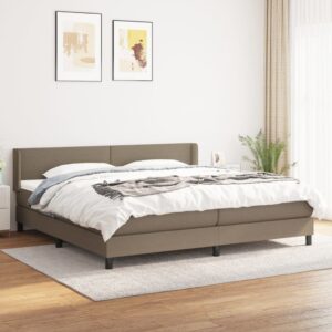 Łóżko kontynentalne z materacem, taupe, tkanina, 200x200 cm