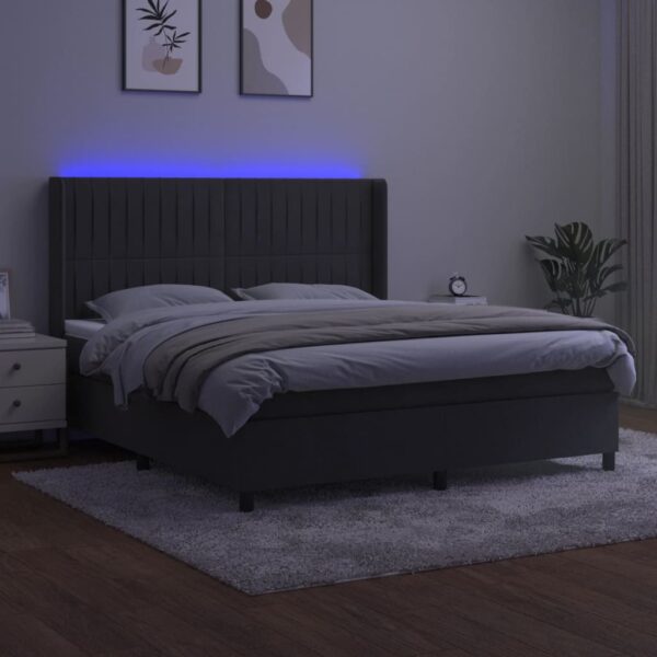 Łóżko kontynentalne z materacem i LED, szary aksamit, 180x200cm - obrazek 3