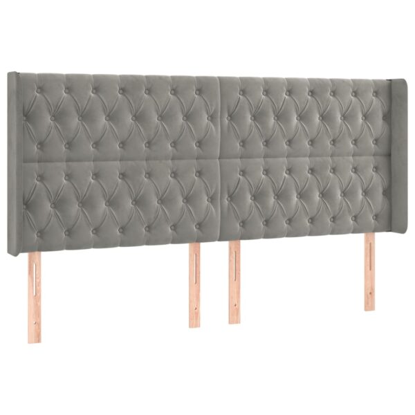 Łóżko kontynentalne z materacem i LED, szare 200x200cm, aksamit - obrazek 7