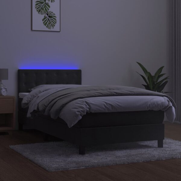 Łóżko kontynentalne z materacem i LED, szary aksamit, 90x190 cm - obrazek 4
