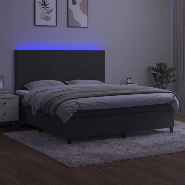 Łóżko kontynentalne z materacem i LED, szary aksamit, 160x200cm - obrazek 4
