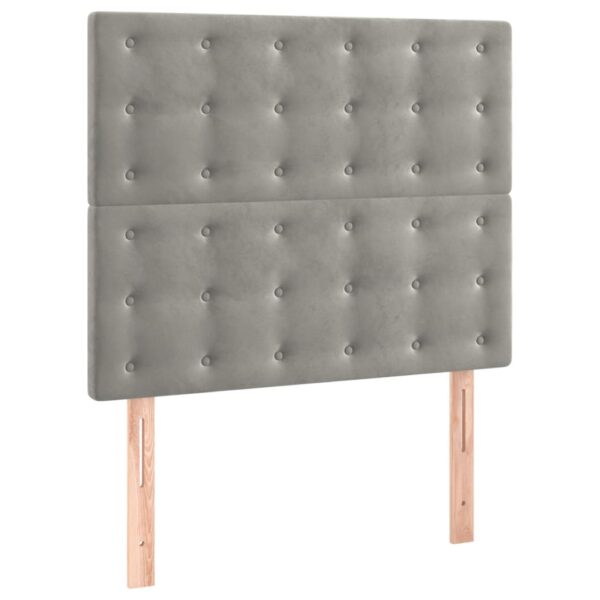 Łóżko kontynentalne z materacem i LED, szare 90x200 cm, aksamit - obrazek 7