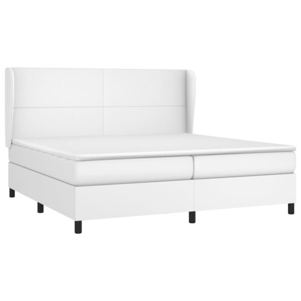 Łóżko kontynentalne z materacem, białe, ekoskóra 200x200 cm - obrazek 3