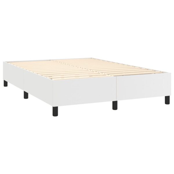 Łóżko kontynentalne z materacem, białe, ekoskóra 140x190 cm - obrazek 4