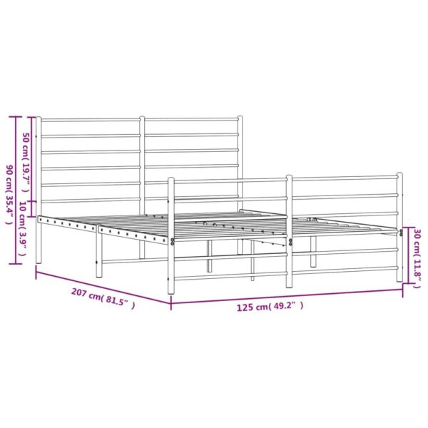 Metalowa rama łóżka z wezgłowiem i zanóżkiem, biała, 120x200 cm - obrazek 10