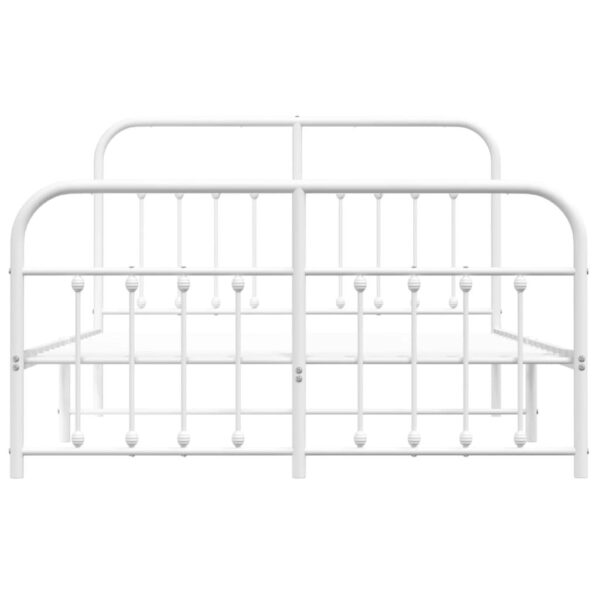 Metalowa rama łóżka z wezgłowiem i zanóżkiem, biała, 135x190 cm - obrazek 6