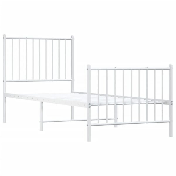 Metalowa rama łóżka z wezgłowiem i zanóżkiem, biała, 75x190 cm - obrazek 4