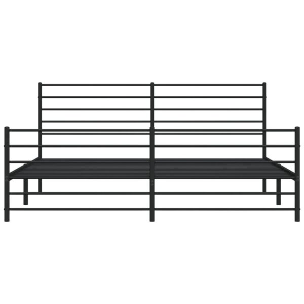Metalowa rama łóżka z wezgłowiem i zanóżkiem, czarna, 180x200cm - obrazek 6