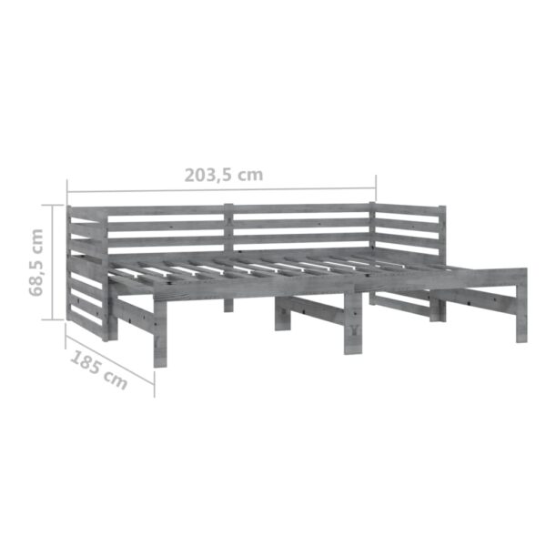 Łóżko wysuwane, 2 x (90x200) cm, szare, lite drewno sosnowe - obrazek 10