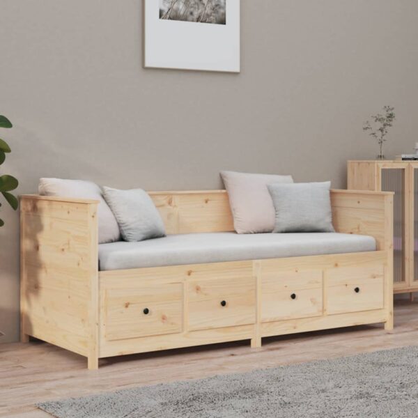 Łóżko dzienne bez materaca 75x190 cm lite drewno sosnowe - obrazek 4