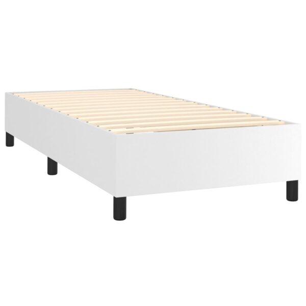 Łóżko kontynentalne z materacem i LED, biała ekoskóra 90x200 cm - obrazek 5