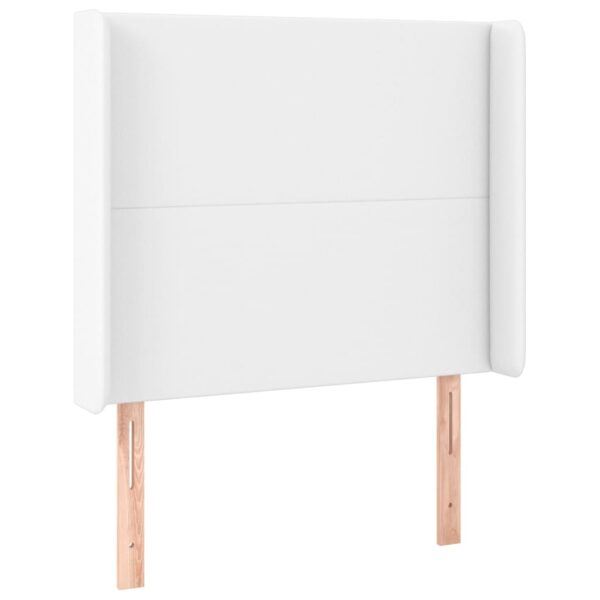 Łóżko kontynentalne z materacem i LED, biała ekoskóra 90x200 cm - obrazek 7