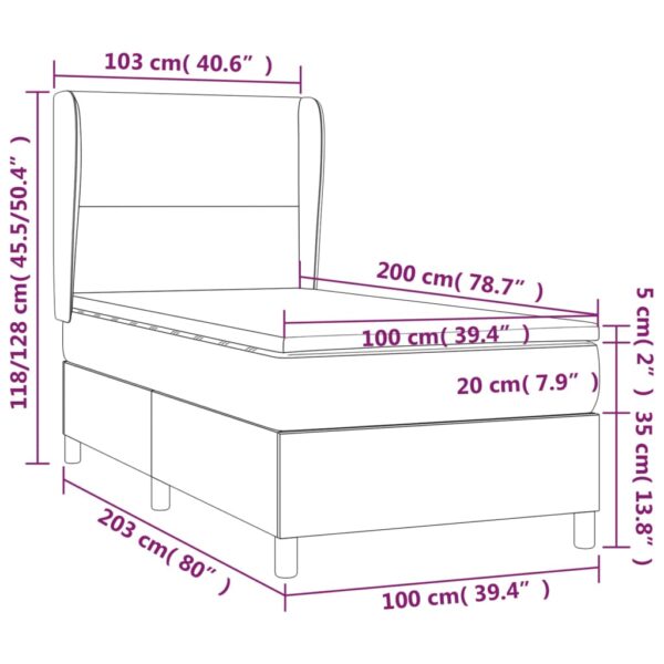 Łóżko kontynentalne z materacem i LED, biała ekoskóra 100x200cm - obrazek 8