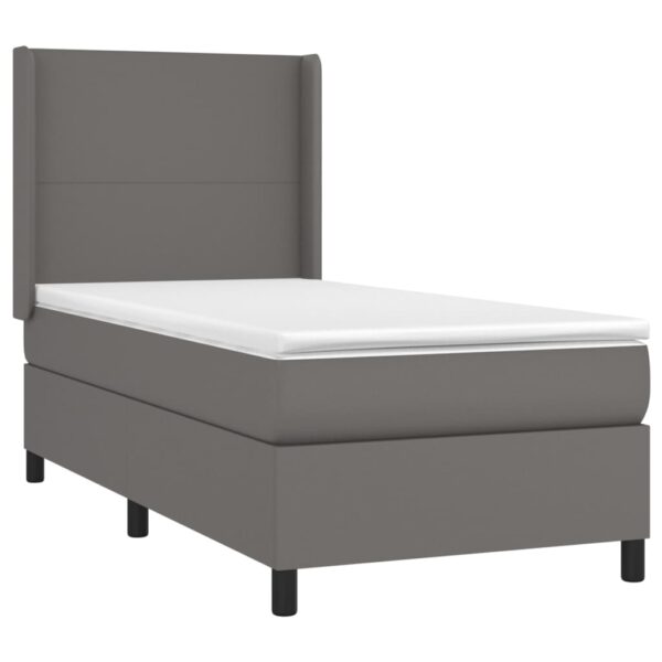 Łóżko kontynentalne z materacem i LED, szara ekoskóra 100x200cm - obrazek 4
