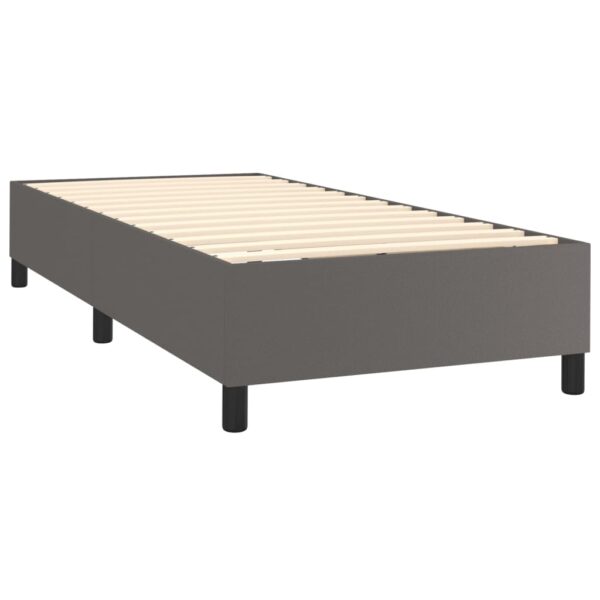 Łóżko kontynentalne z materacem i LED, szara ekoskóra 100x200cm - obrazek 5