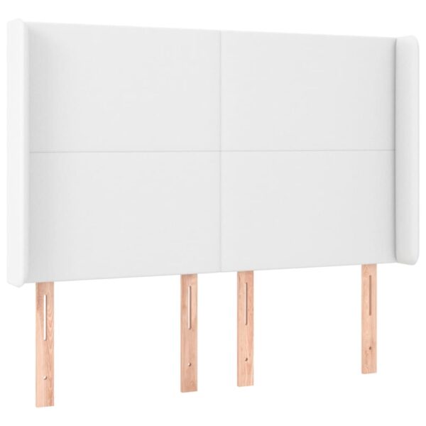 Łóżko kontynentalne z materacem i LED, biała ekoskóra 140x190cm - obrazek 7