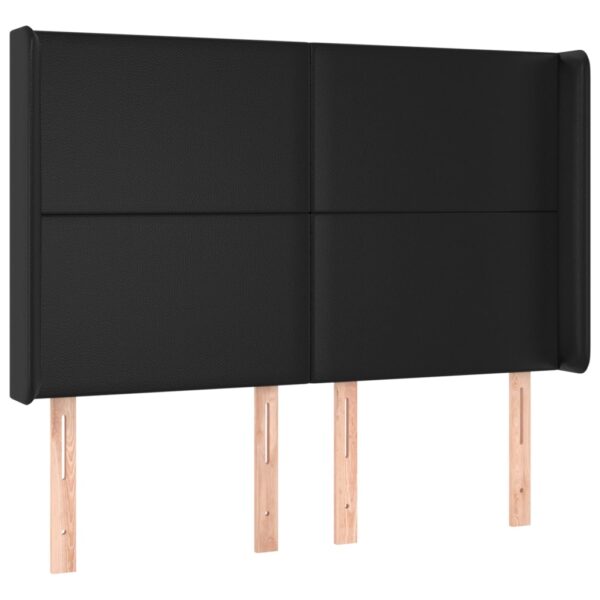 Łóżko kontynentalne z materacem i LED czarna ekoskóra 140x200cm - obrazek 7
