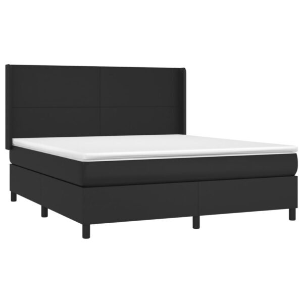 Łóżko kontynentalne z materacem i LED czarna ekoskóra 180x200cm - obrazek 4