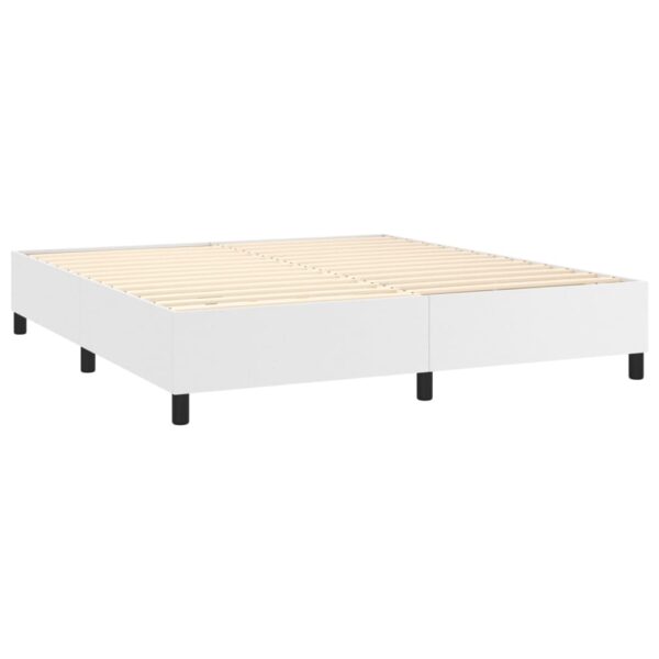 Łóżko kontynentalne z materacem i LED, biała ekoskóra 180x200cm - obrazek 5