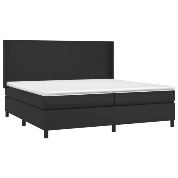 Łóżko kontynentalne z materacem i LED czarna ekoskóra 200x200cm - obrazek 4
