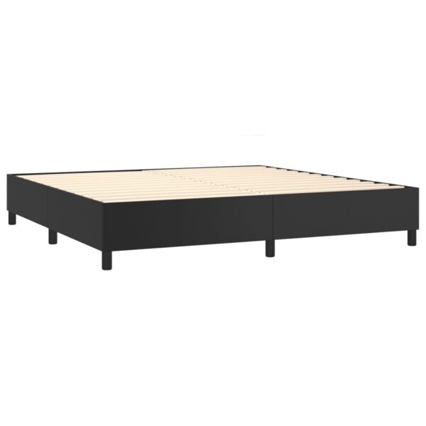 Łóżko kontynentalne z materacem i LED czarna ekoskóra 200x200cm - obrazek 5