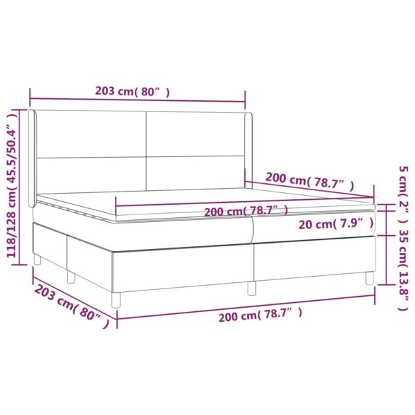 Łóżko kontynentalne z materacem i LED czarna ekoskóra 200x200cm - obrazek 8