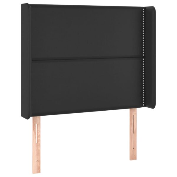 Łóżko kontynentalne z materacem i LED czarna ekoskóra 80x200 cm - obrazek 7