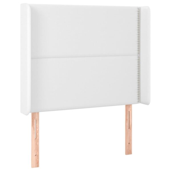 Łóżko kontynentalne z materacem i LED, biała ekoskóra 90x190 cm - obrazek 7