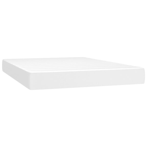 Łóżko kontynentalne z materacem i LED, biała ekoskóra 140x190cm - obrazek 6