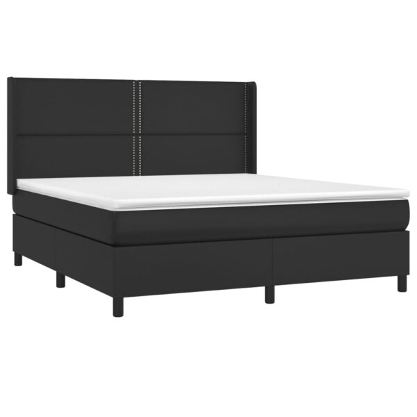 Łóżko kontynentalne z materacem i LED czarna ekoskóra 160x200cm - obrazek 4