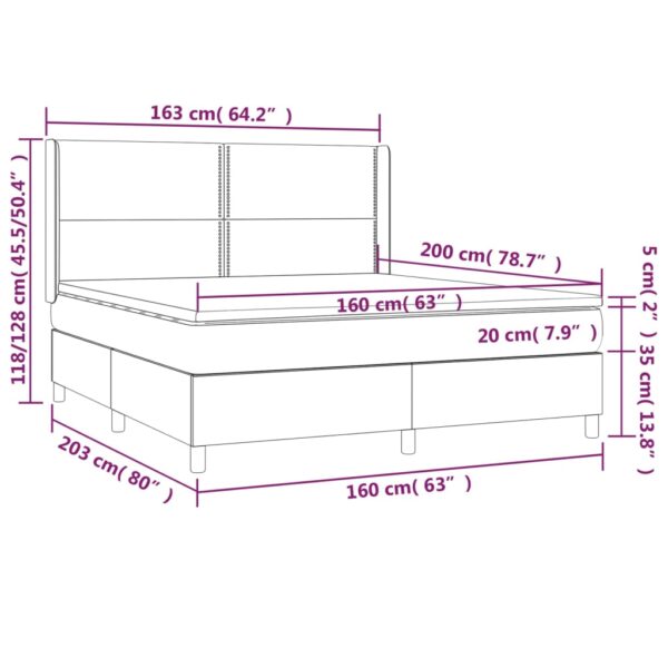 Łóżko kontynentalne z materacem i LED czarna ekoskóra 160x200cm - obrazek 8