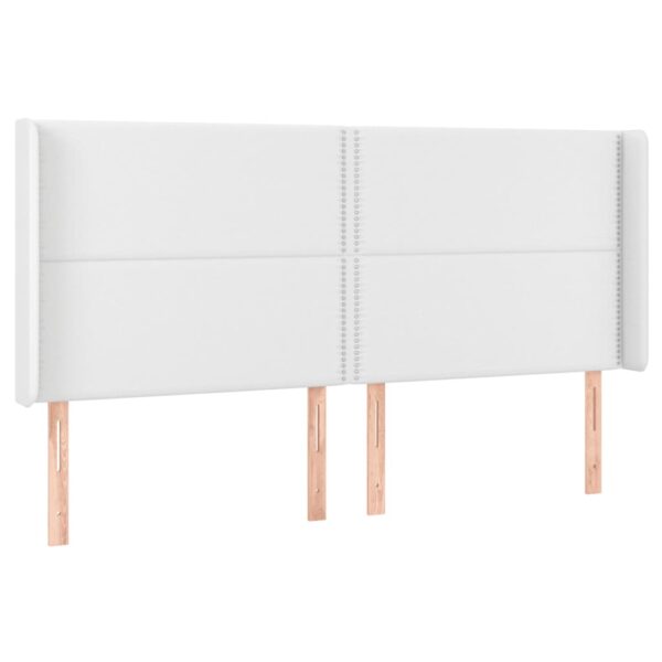 Łóżko kontynentalne z materacem i LED, biała ekoskóra 160x200cm - obrazek 7