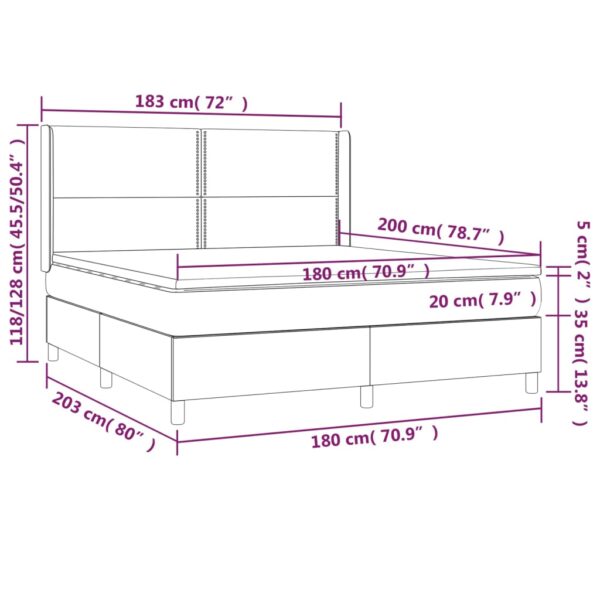 Łóżko kontynentalne z materacem i LED czarna ekoskóra 180x200cm - obrazek 8