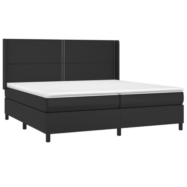 Łóżko kontynentalne z materacem i LED czarna ekoskóra 200x200cm - obrazek 4