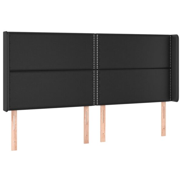 Łóżko kontynentalne z materacem i LED czarna ekoskóra 200x200cm - obrazek 7