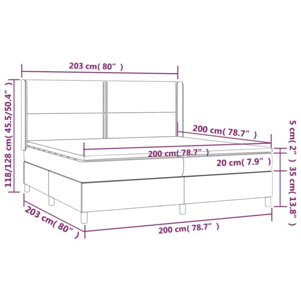 Łóżko kontynentalne z materacem i LED czarna ekoskóra 200x200cm - obrazek 8