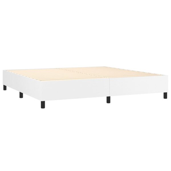 Łóżko kontynentalne z materacem i LED, biała ekoskóra 200x200cm - obrazek 5