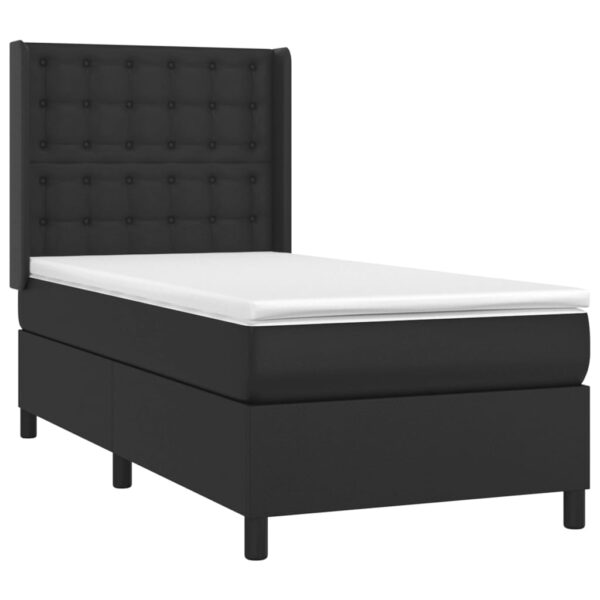 Łóżko kontynentalne z materacem i LED czarna ekoskóra 80x200 cm - obrazek 4