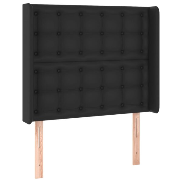 Łóżko kontynentalne z materacem i LED czarna ekoskóra 100x200cm - obrazek 7