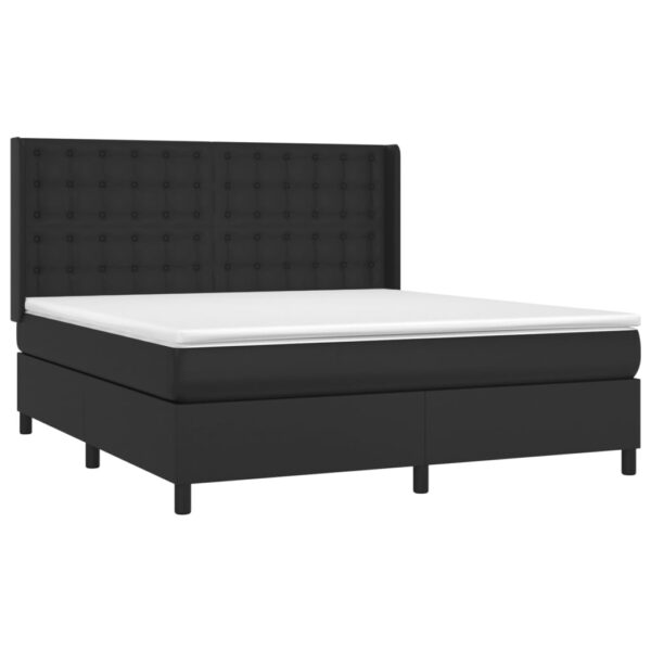 Łóżko kontynentalne z materacem i LED czarna ekoskóra 160x200cm - obrazek 4