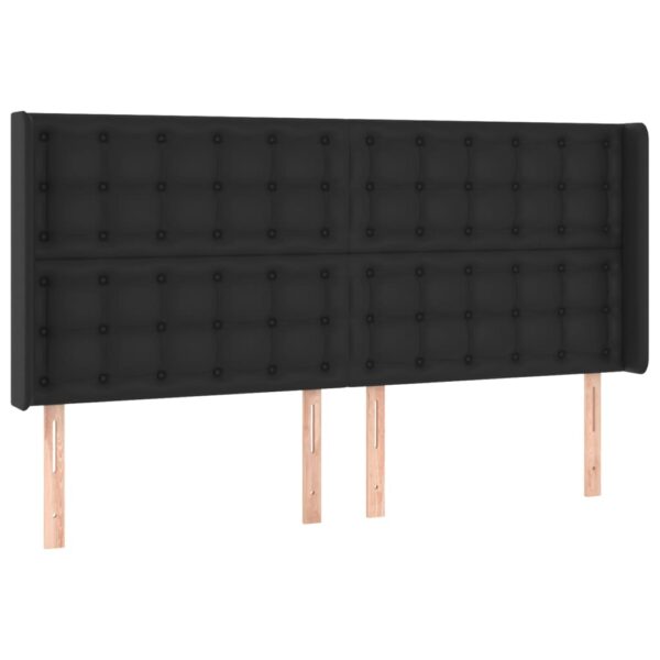 Łóżko kontynentalne z materacem i LED czarna ekoskóra 180x200cm - obrazek 7
