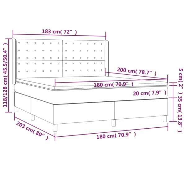 Łóżko kontynentalne z materacem i LED czarna ekoskóra 180x200cm - obrazek 8