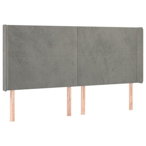 Łóżko kontynentalne z materacem i LED, szare 180x200cm, aksamit - obrazek 7