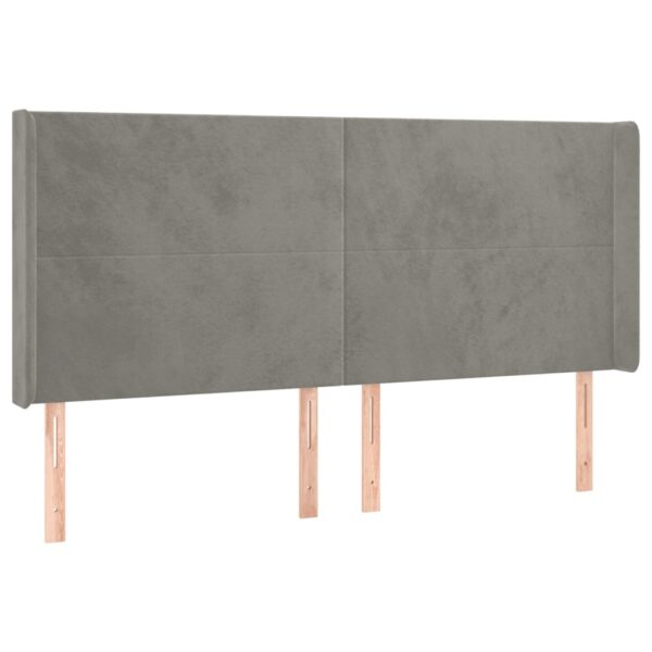 Łóżko kontynentalne z materacem i LED, szare 200x200cm, aksamit - obrazek 7