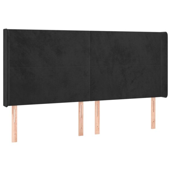 Łóżko kontynentalne z materacem i LED, czarny aksamit 200x200cm - obrazek 7