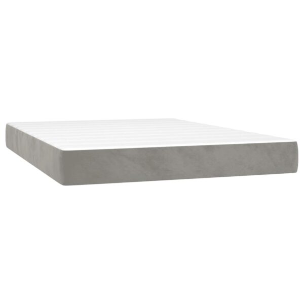 Łóżko kontynentalne z materacem i LED, szare 140x200cm, aksamit - obrazek 6