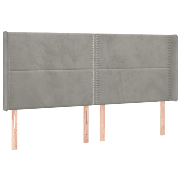 Łóżko kontynentalne z materacem i LED, szare 160x200cm, aksamit - obrazek 7
