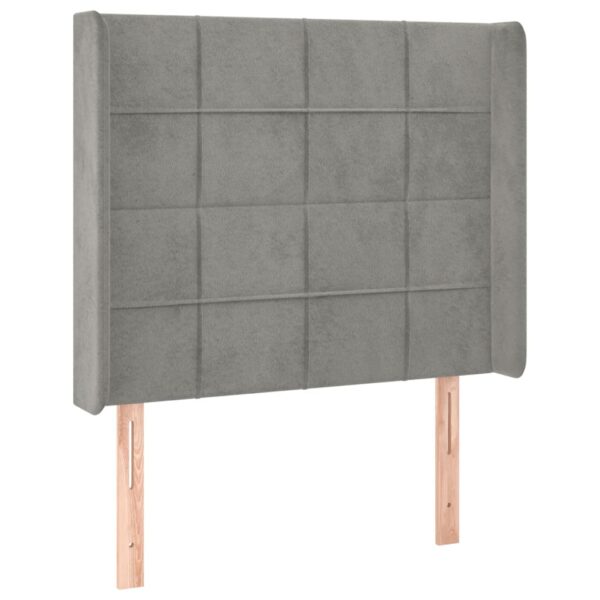 Łóżko kontynentalne z materacem i LED, szare 90x200 cm, aksamit - obrazek 7