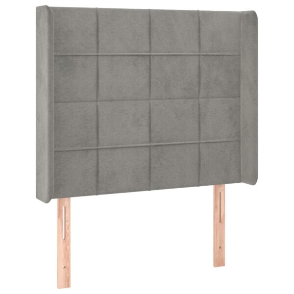 Łóżko kontynentalne z materacem i LED, szare 100x200cm, aksamit - obrazek 7