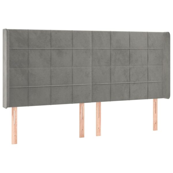 Łóżko kontynentalne z materacem i LED, szare 200x200cm, aksamit - obrazek 7